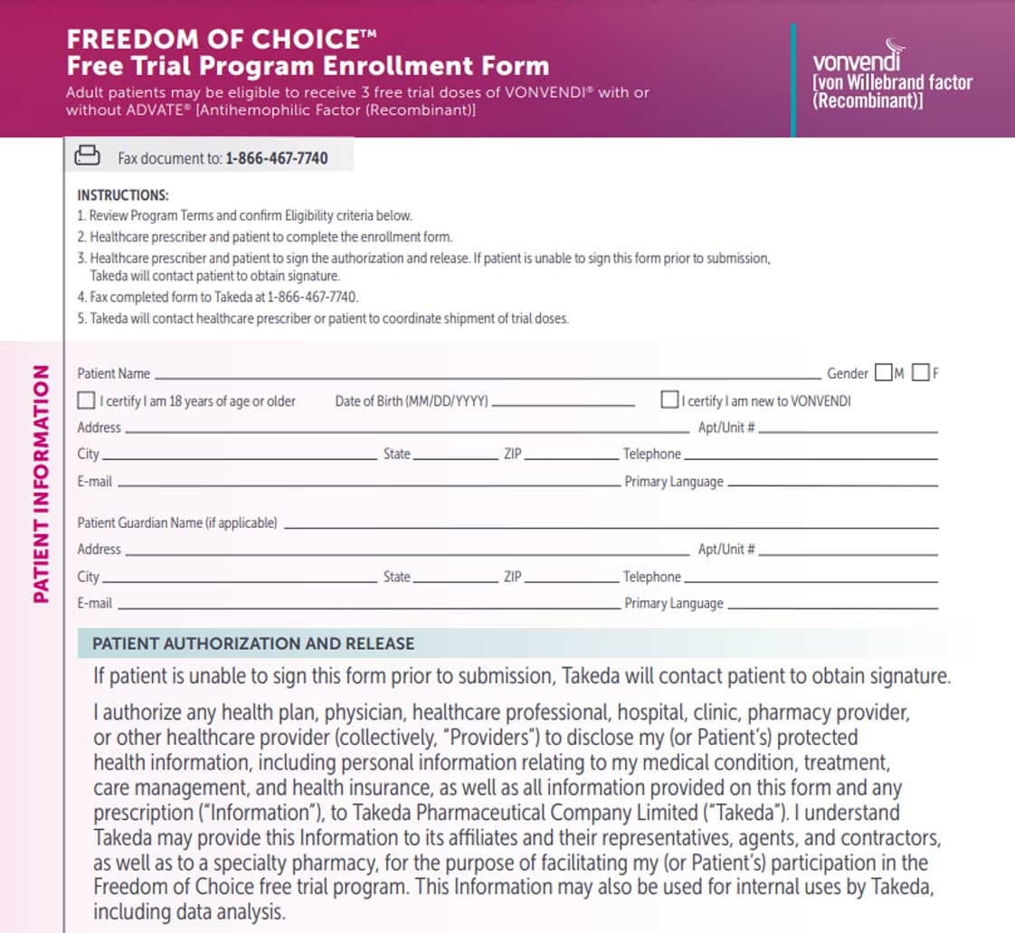 Freedom of Choice registration form.