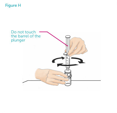 Hands connecting the Mix 2 Vial vial to the syringe.