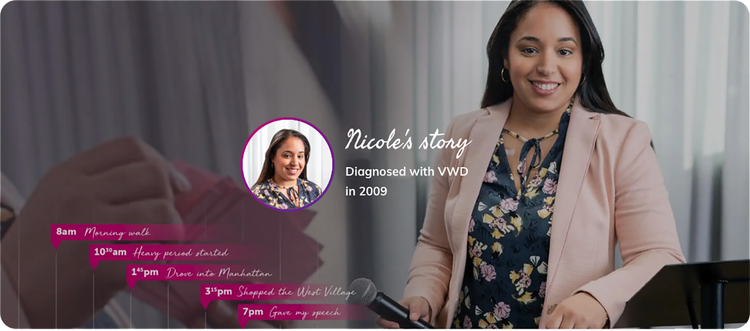 Image of real patient, Nicole, who was diagnosed with VWD in 2009.