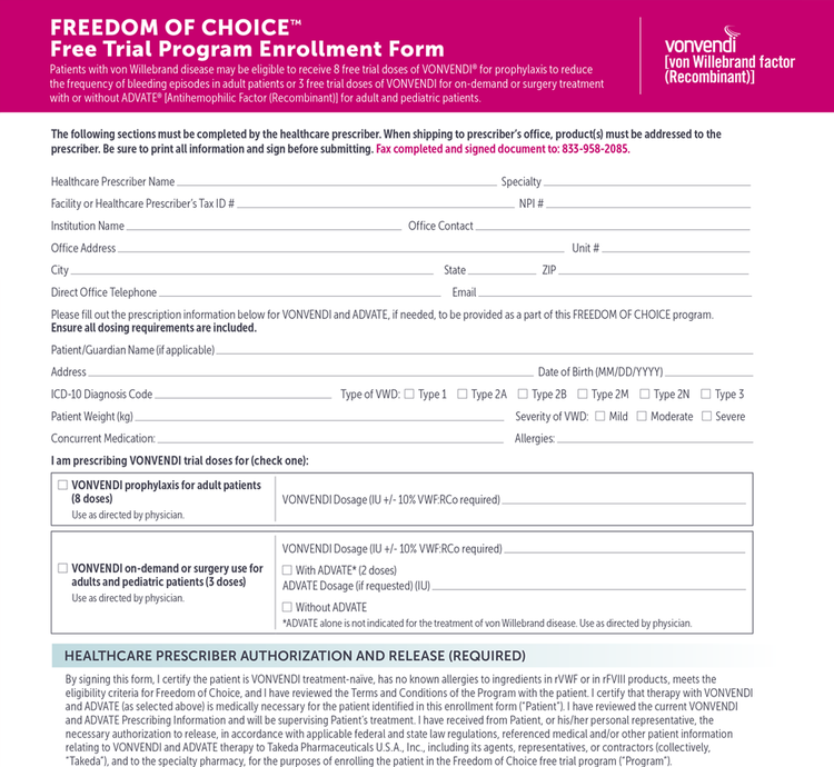 Thumbnail of the Freedom of Choice™ registration form.